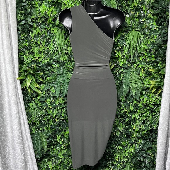 HOUSE OF CB Dress Women Small Green One Shoulder Riccarda Ruched Pleated 2813 - Picture 7 of 8